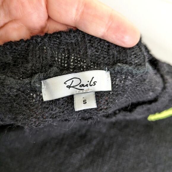 Rails Perci Star Print Sweater Small Wool Alpaca Cashmere Multicolor Black Pullo - Picture 6 of 11